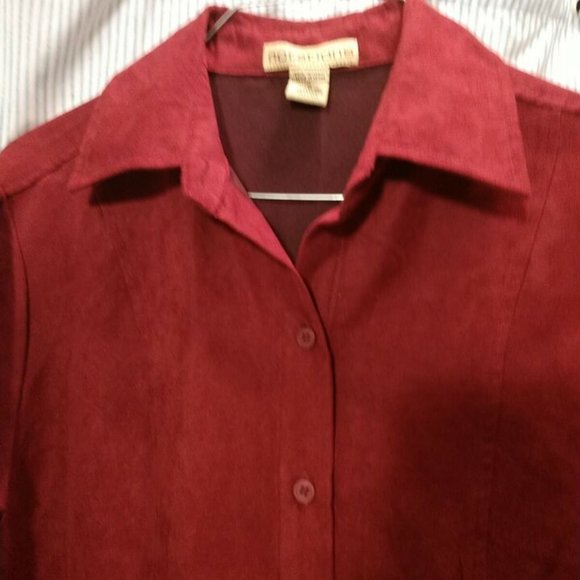 Notations Burgundy Red Long Sleeves Blouse 🥼Button Front Fully Lined - Picture 5 of 11